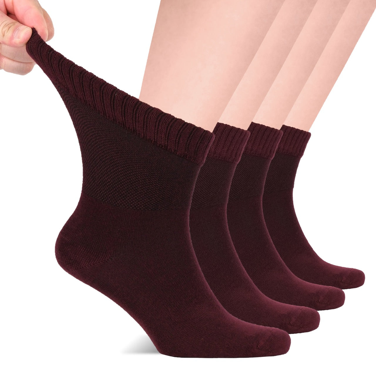 Men's Lightweight Bamboo Diabetic Ankle Socks, 4 Pairs