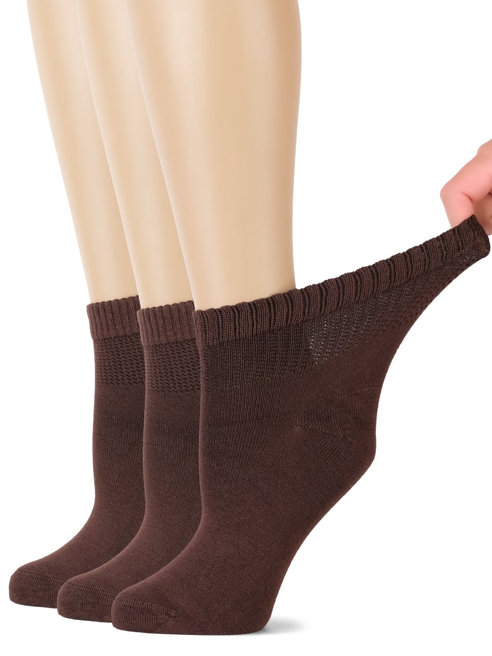 Women's Comfortable Diabetic Bamboo Ankle Socks for Swollen Legs, 3 Pairs