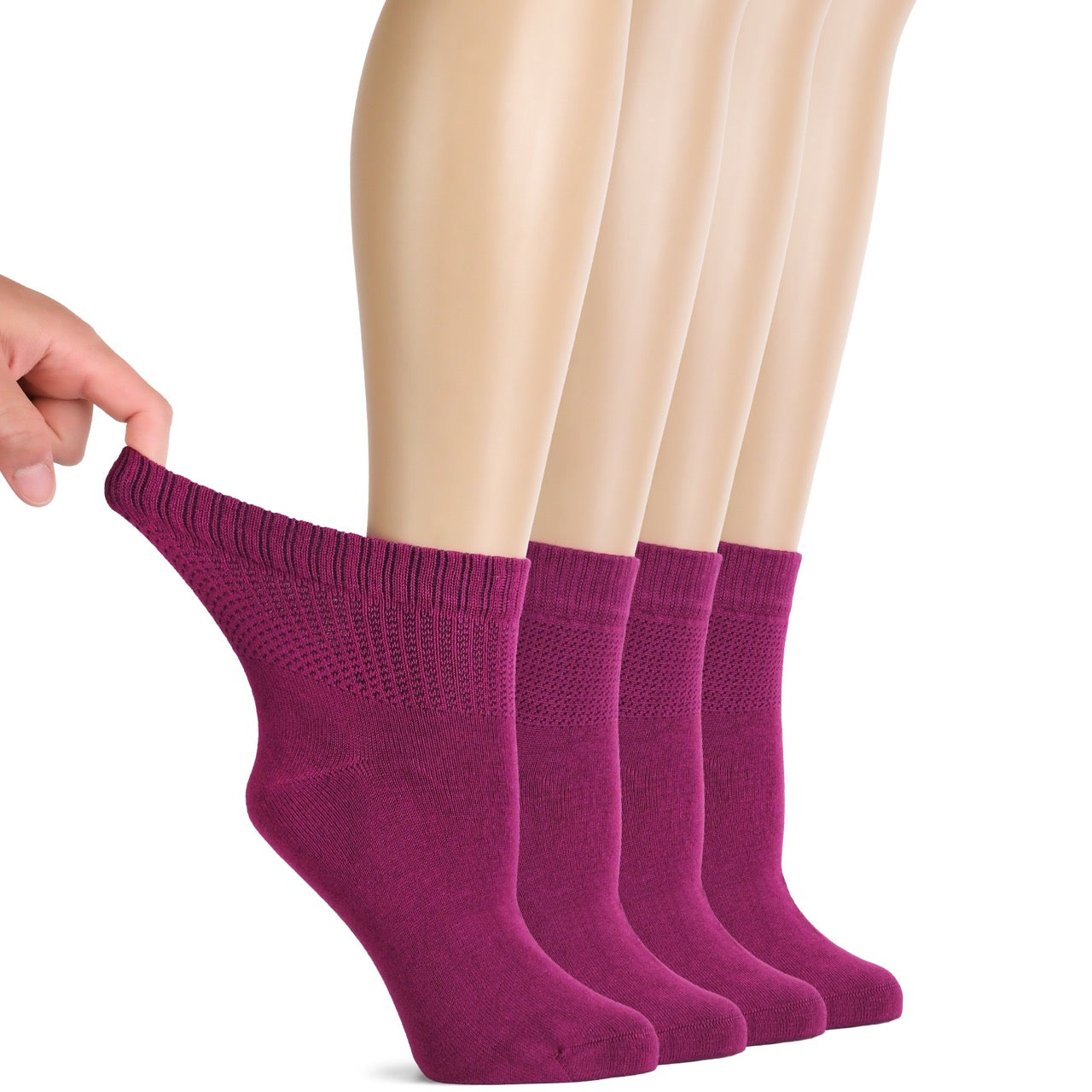 Lightweight Diabetic Bamboo Ankle Socks for Women, 4 Pairs