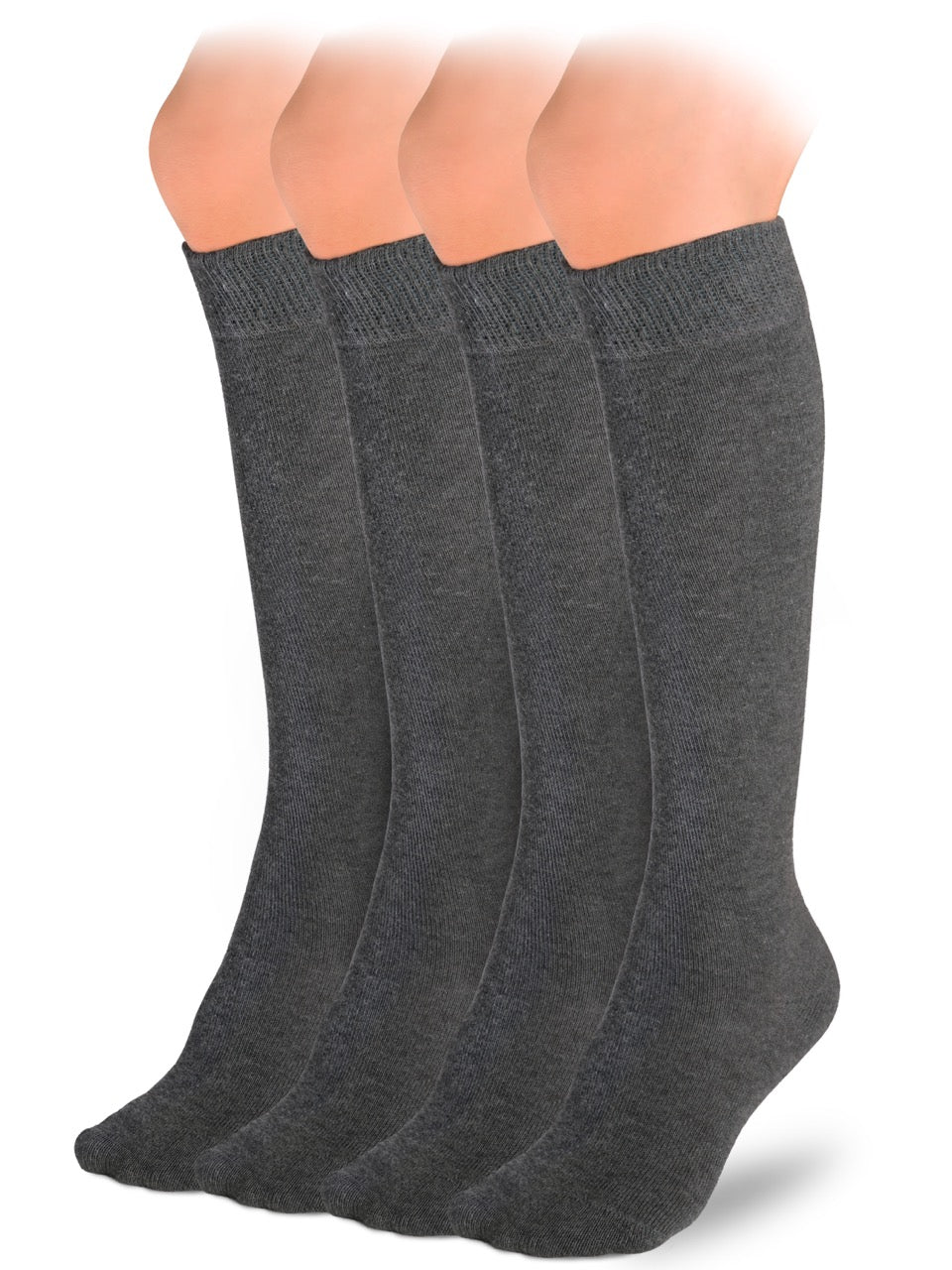 Kids' Plain Cotton Dress Knee-High Socks, 4 Pairs