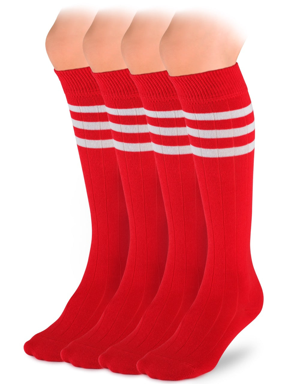 Striped Cotton Kids' Knee-High Dress Socks, 4 Pairs