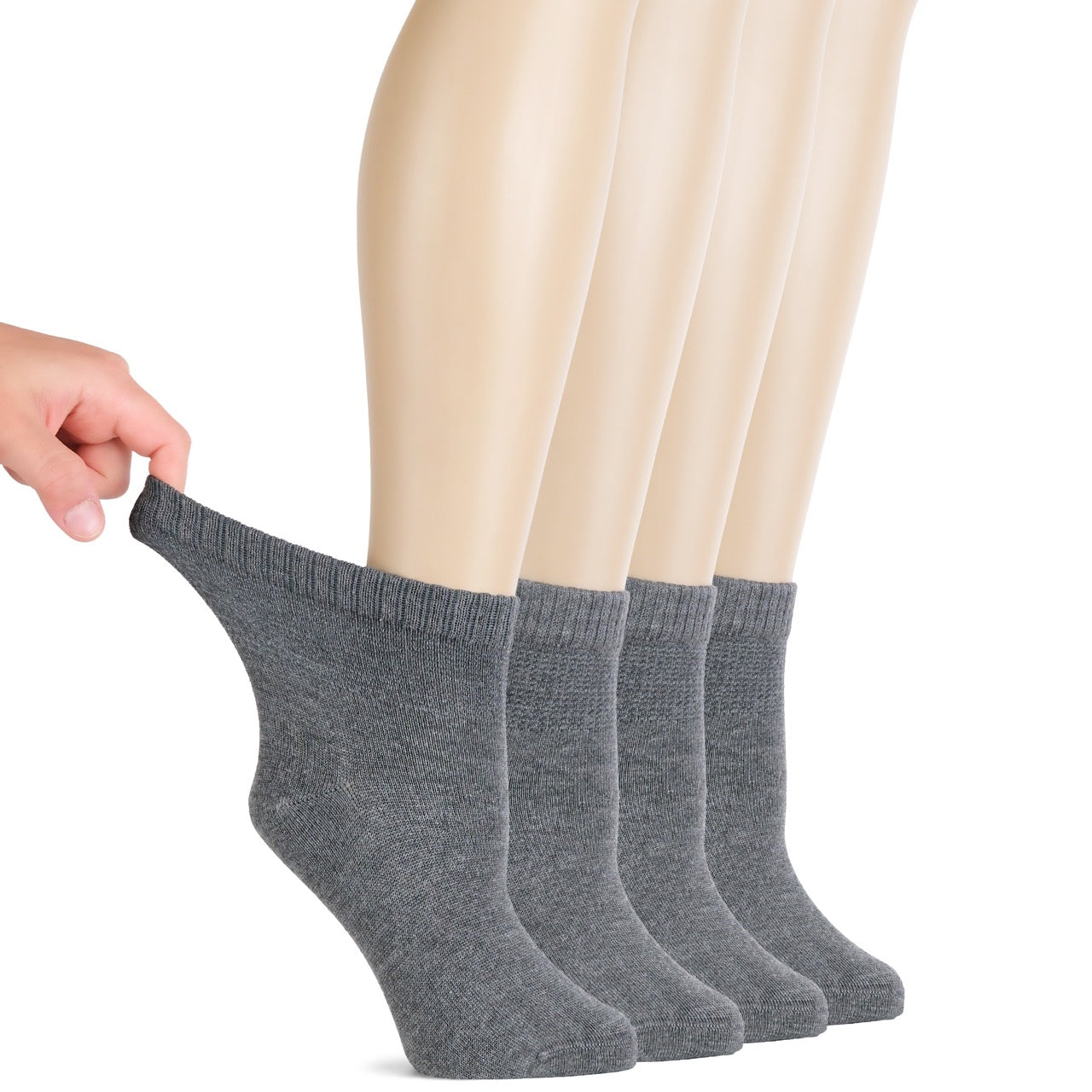Lightweight Diabetic Bamboo Ankle Socks for Women, 4 Pairs