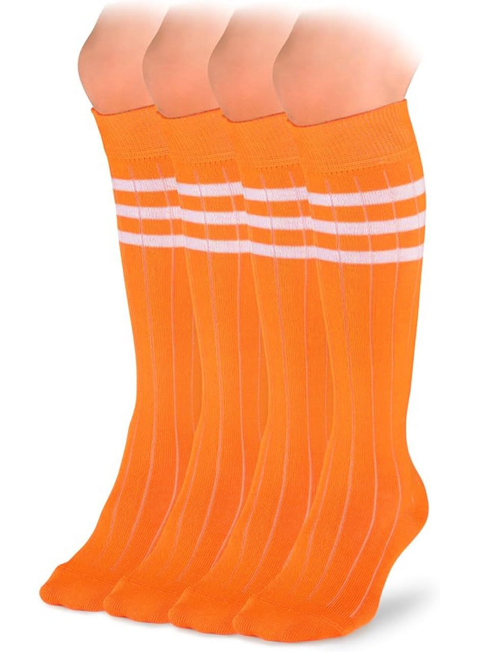 Striped Cotton Kids' Knee-High Dress Socks, 4 Pairs