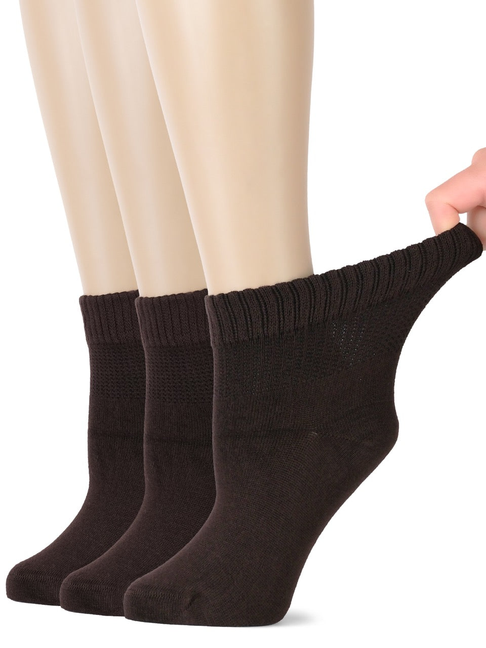 Women's Comfortable Diabetic Bamboo Ankle Socks for Swollen Legs, 3 Pairs
