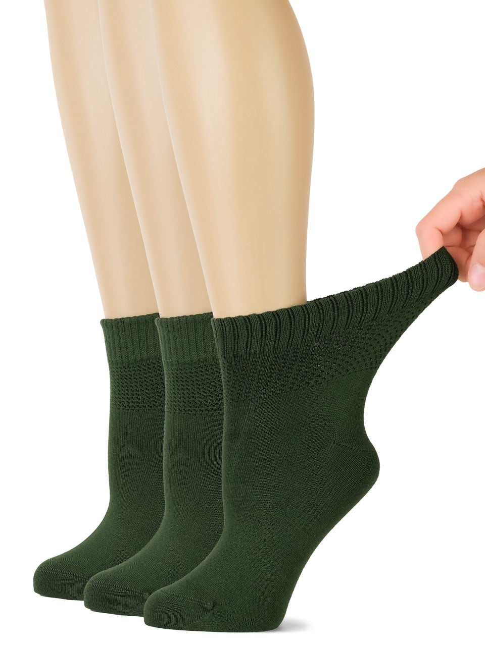 Women's Comfortable Diabetic Bamboo Ankle Socks for Swollen Legs, 3 Pairs