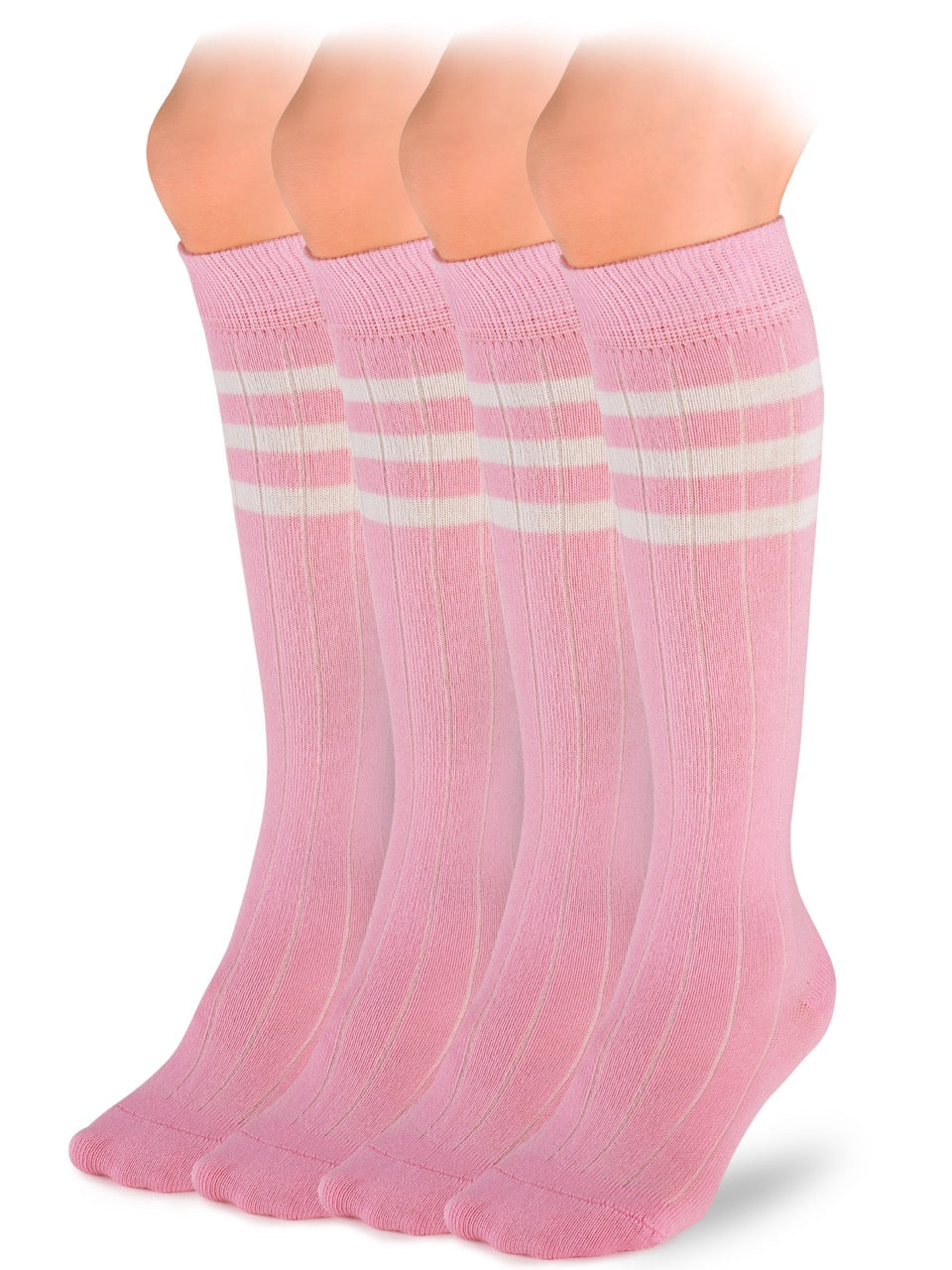 Striped Cotton Kids' Knee-High Dress Socks, 4 Pairs