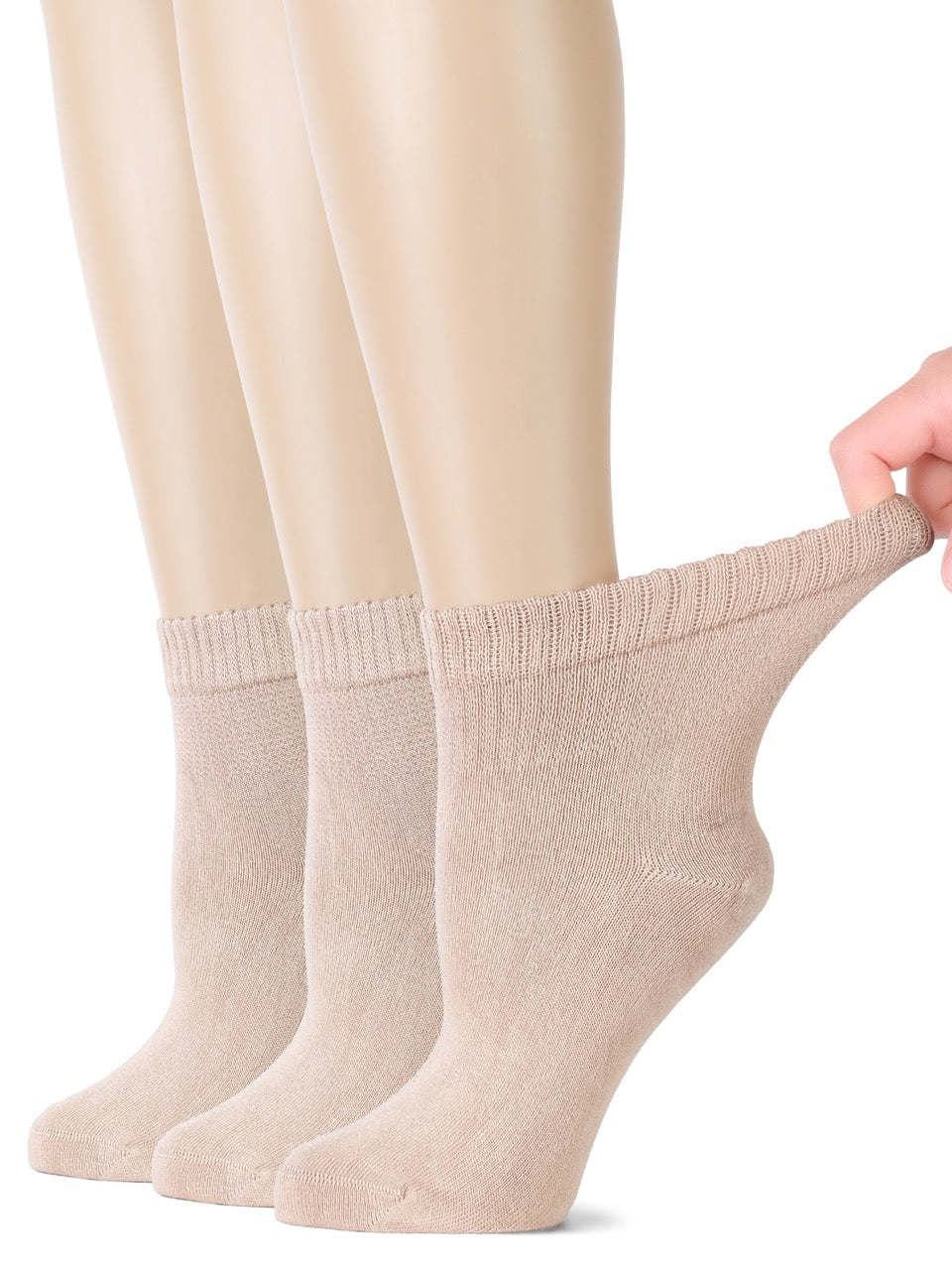 Women's Comfortable Diabetic Bamboo Ankle Socks for Swollen Legs, 3 Pairs