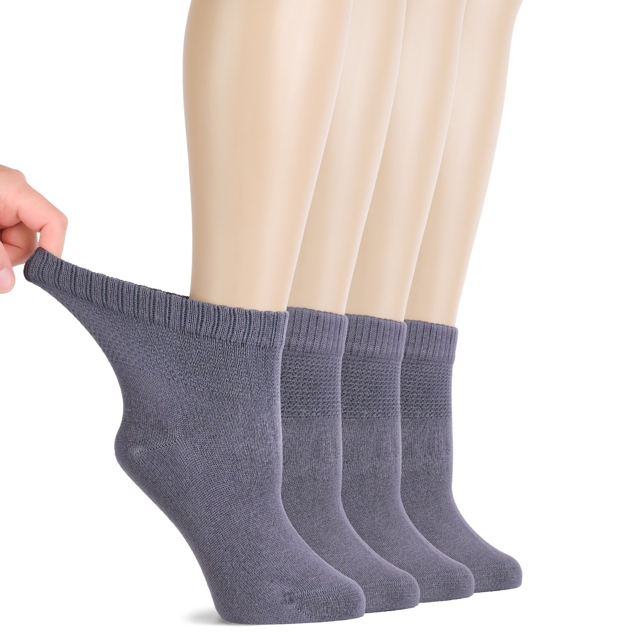 Lightweight Diabetic Bamboo Ankle Socks for Women, 4 Pairs