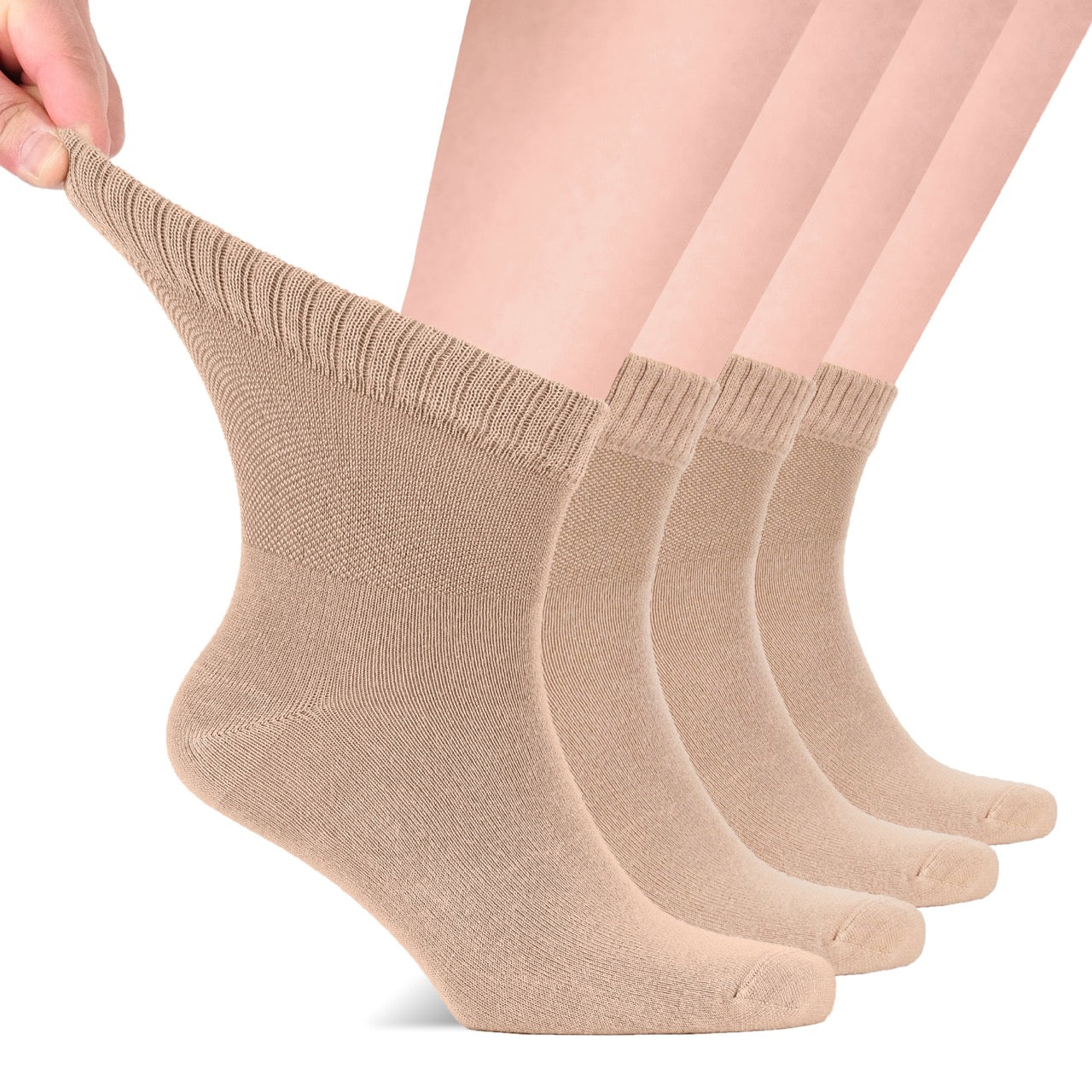 Men's Lightweight Bamboo Diabetic Ankle Socks, 4 Pairs