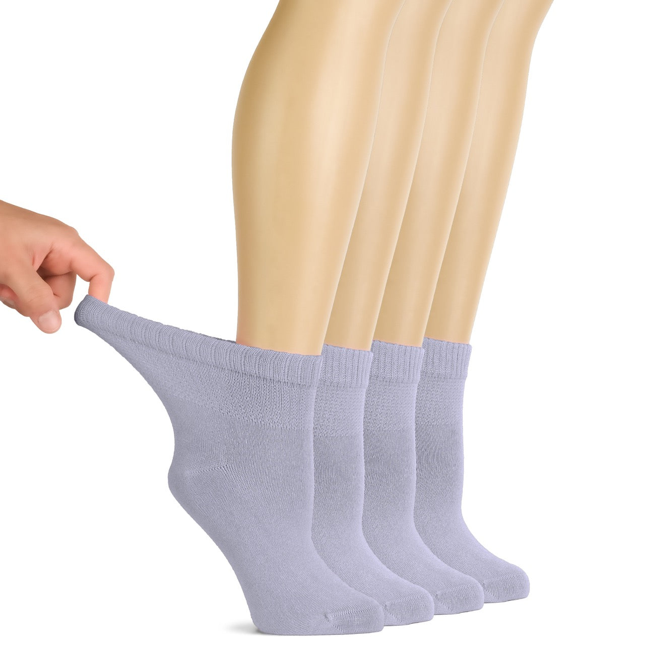 Lightweight Diabetic Bamboo Ankle Socks for Women, 4 Pairs