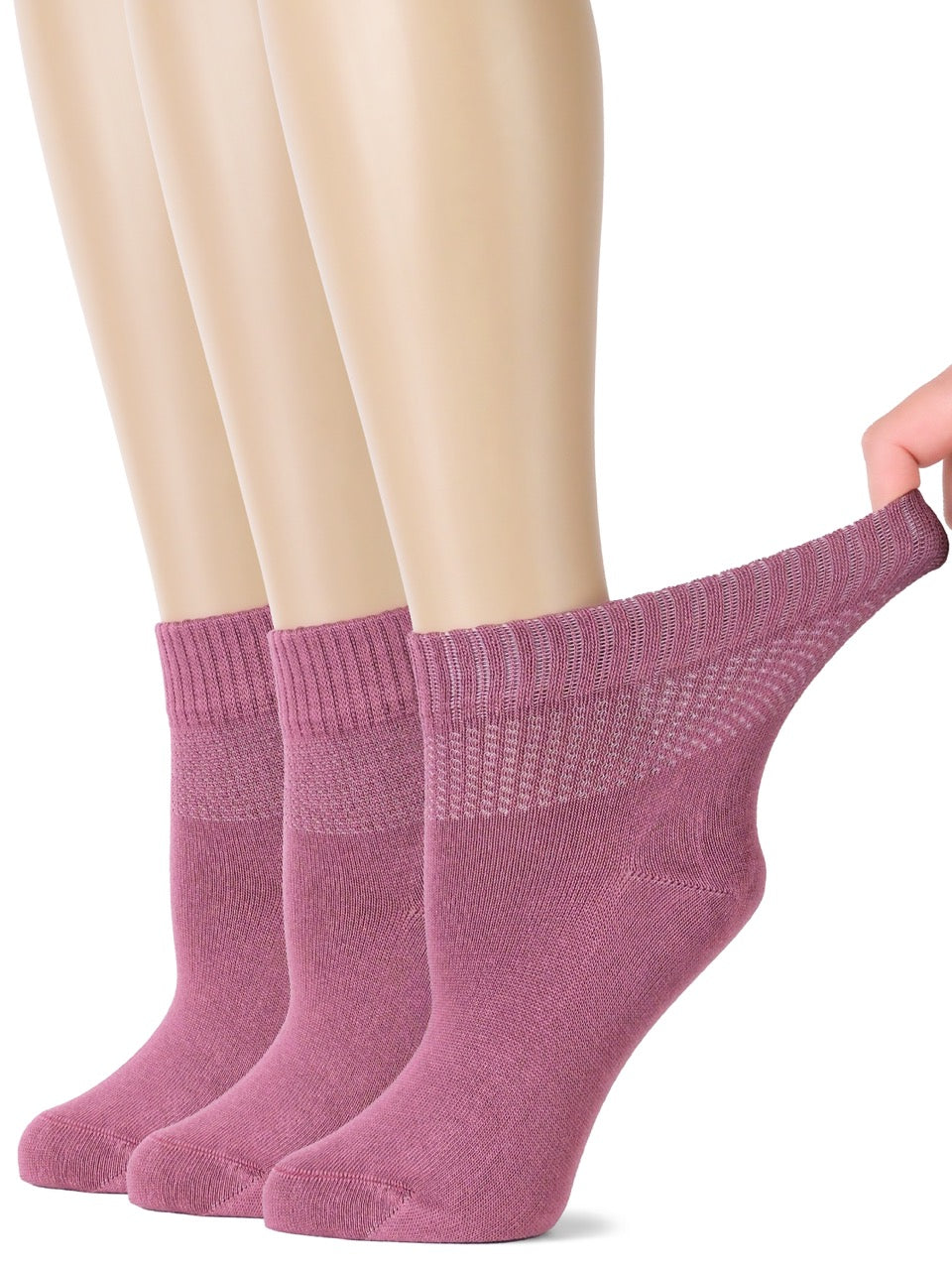 Women's Comfortable Diabetic Bamboo Ankle Socks for Swollen Legs, 3 Pairs