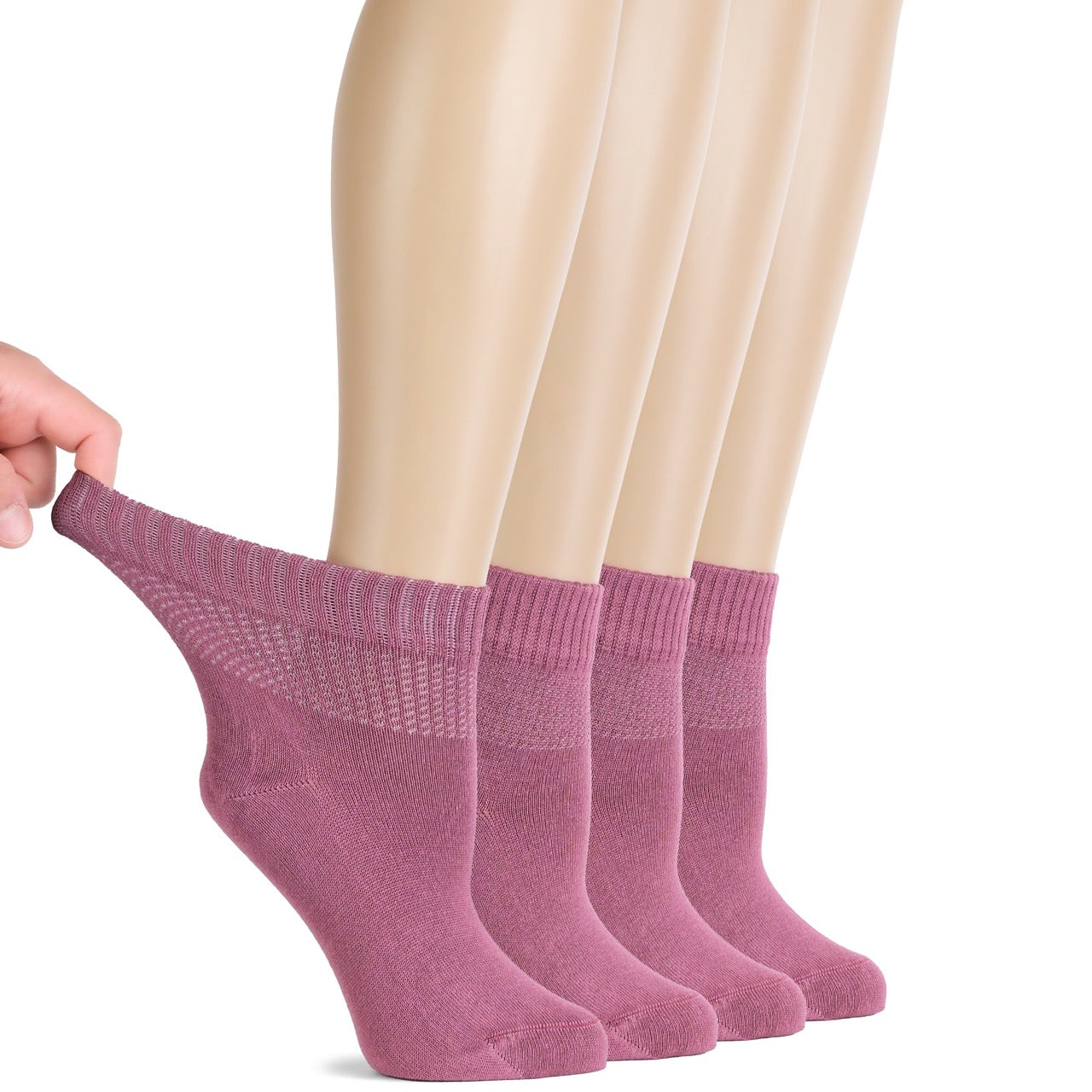 Lightweight Diabetic Bamboo Ankle Socks for Women, 4 Pairs