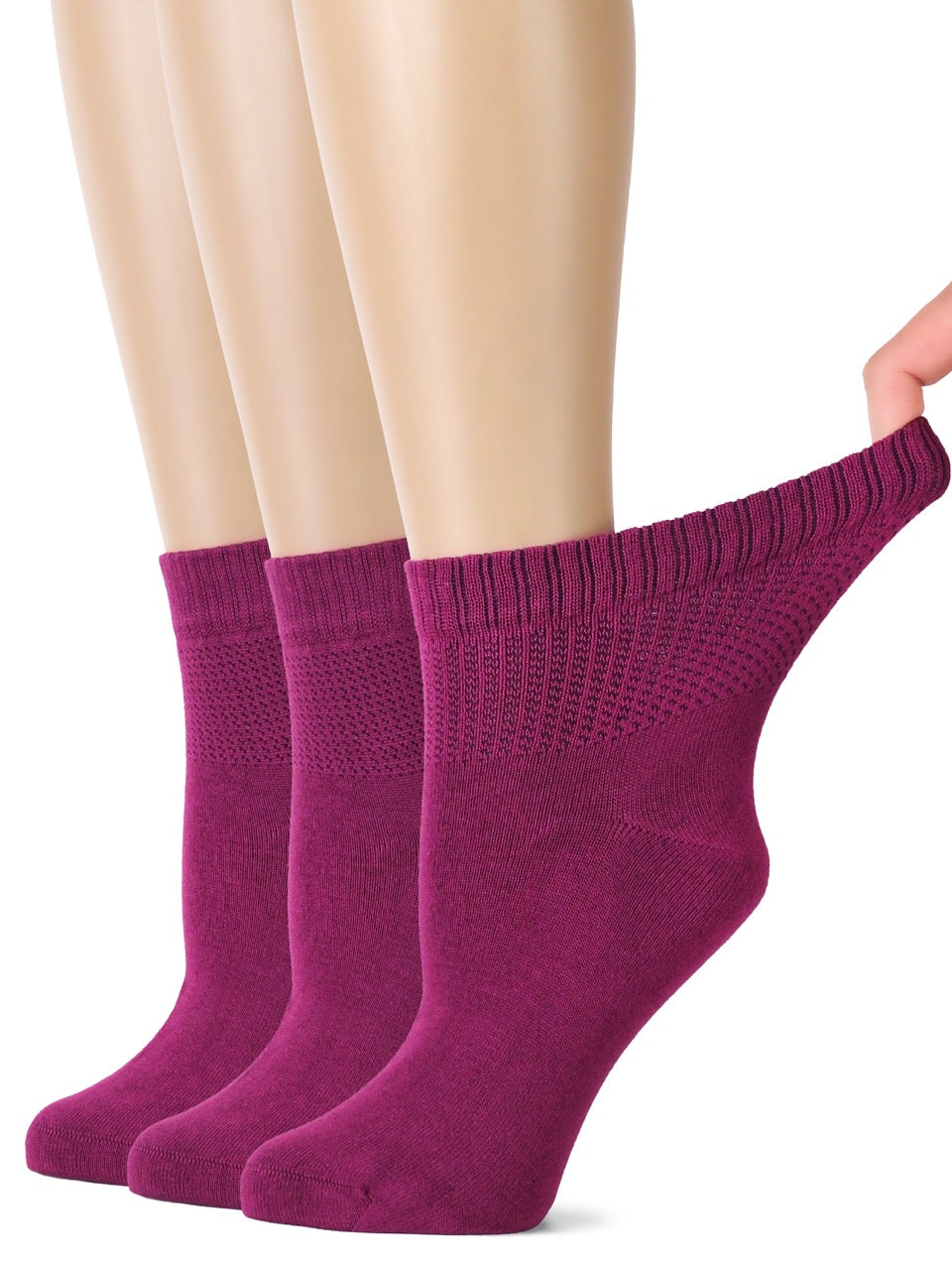 Women's Comfortable Diabetic Bamboo Ankle Socks for Swollen Legs, 3 Pairs