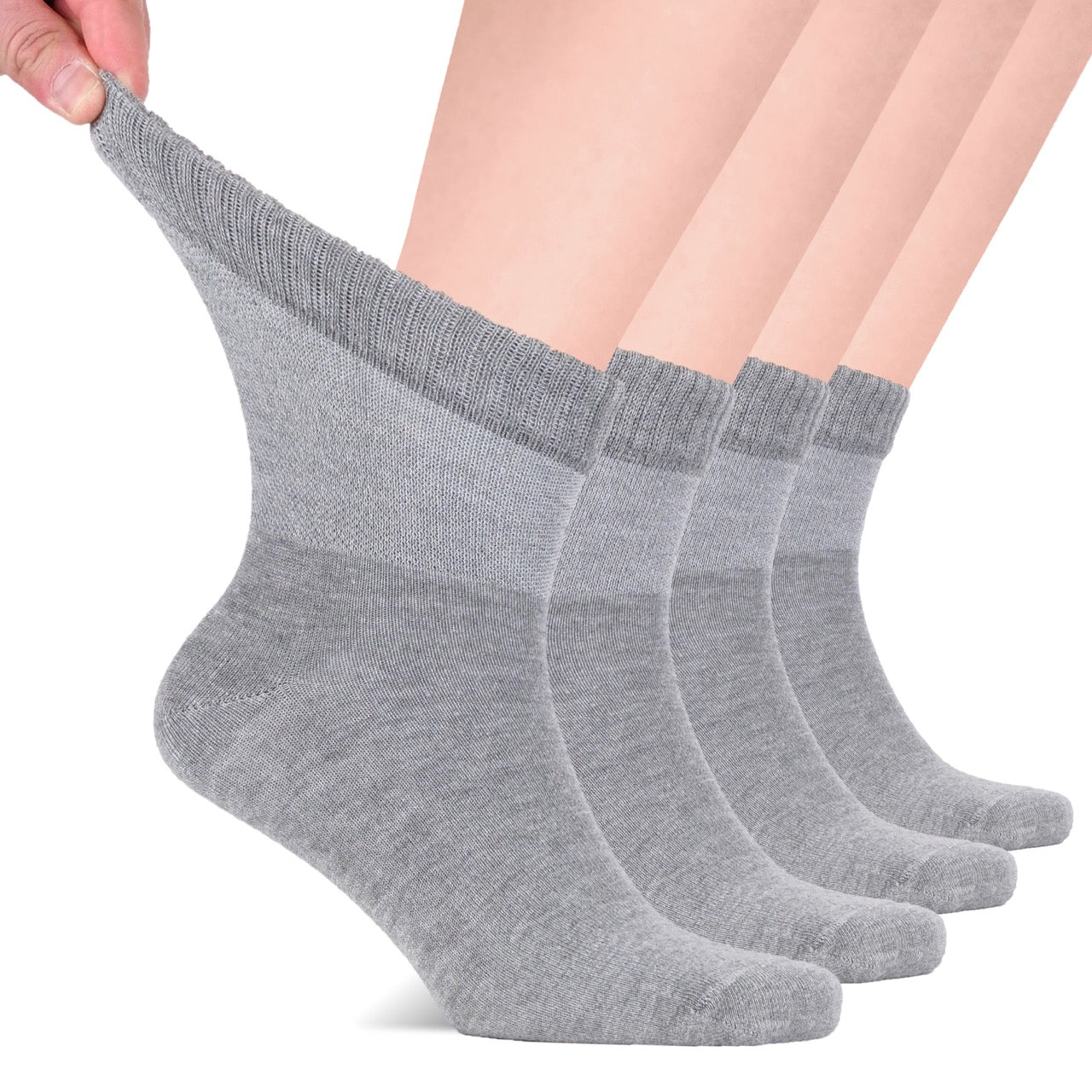 Men's Lightweight Bamboo Diabetic Ankle Socks, 4 Pairs