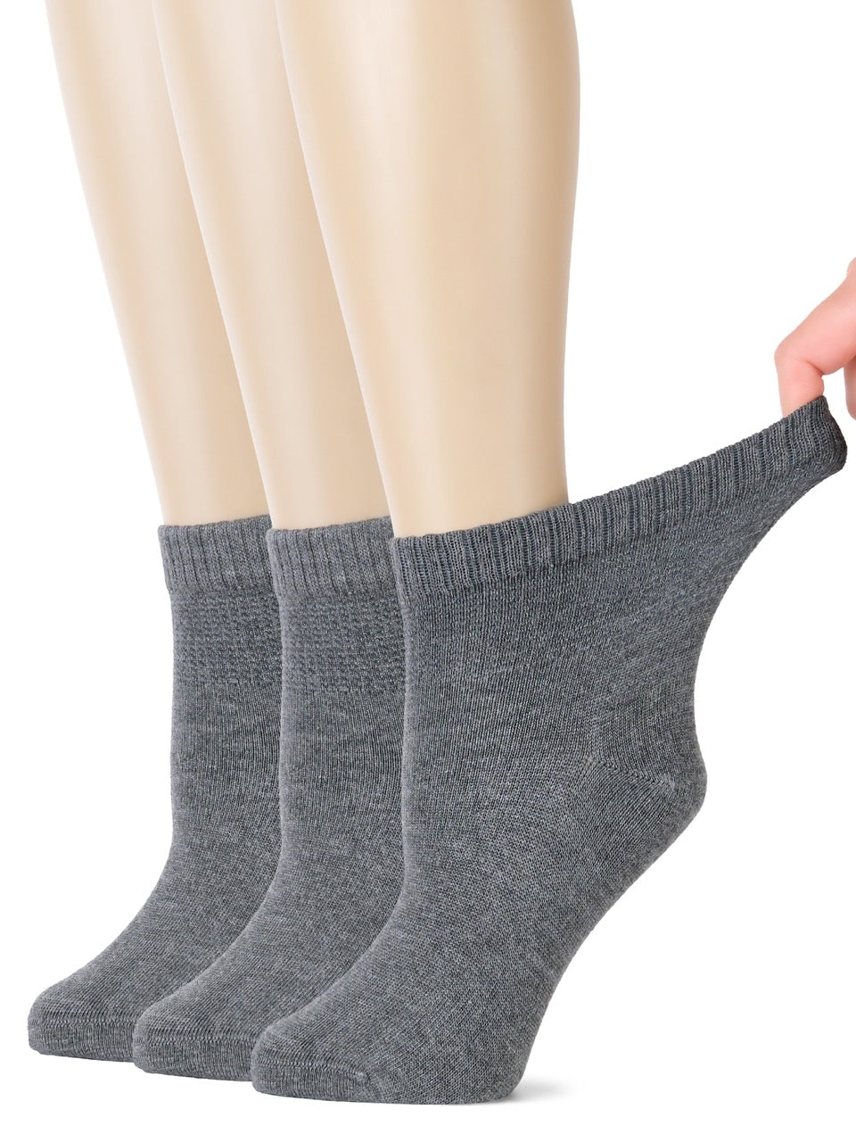 Women's Comfortable Diabetic Bamboo Ankle Socks for Swollen Legs, 3 Pairs