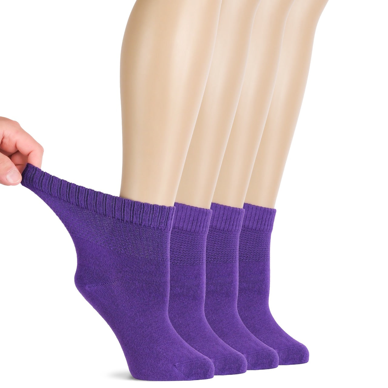 Lightweight Diabetic Bamboo Ankle Socks for Women, 4 Pairs