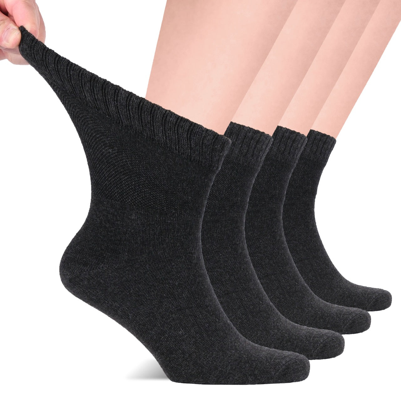 Men's Lightweight Bamboo Diabetic Ankle Socks, 4 Pairs