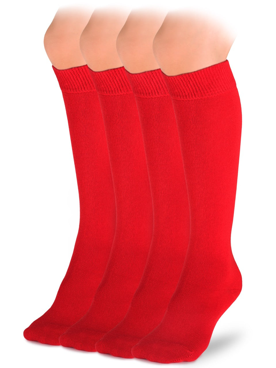 Kids' Plain Cotton Dress Knee-High Socks, 4 Pairs