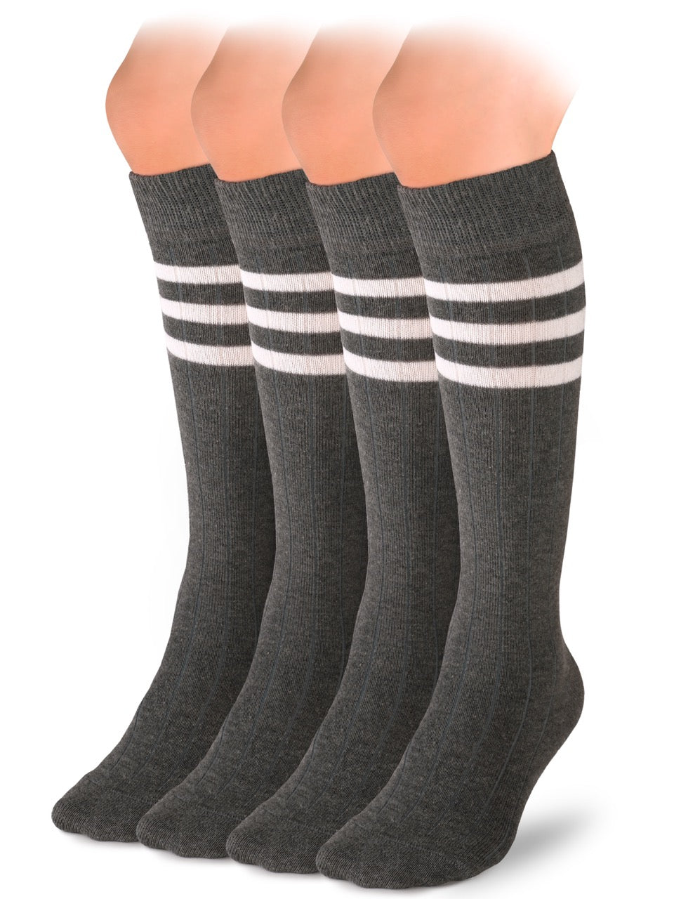 Striped Cotton Kids' Knee-High Dress Socks, 4 Pairs