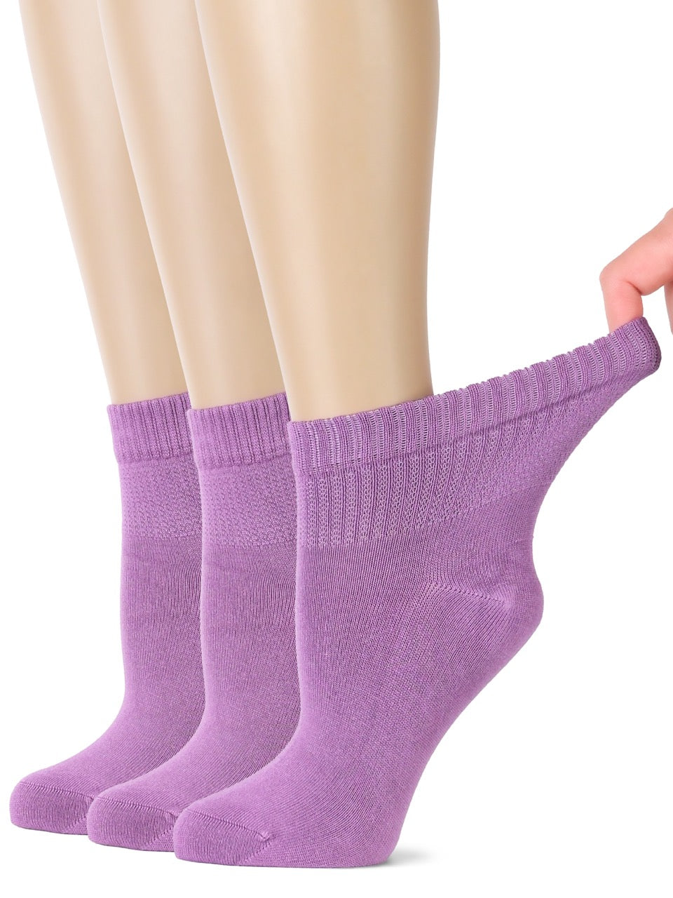 Women's Comfortable Diabetic Bamboo Ankle Socks for Swollen Legs, 3 Pairs