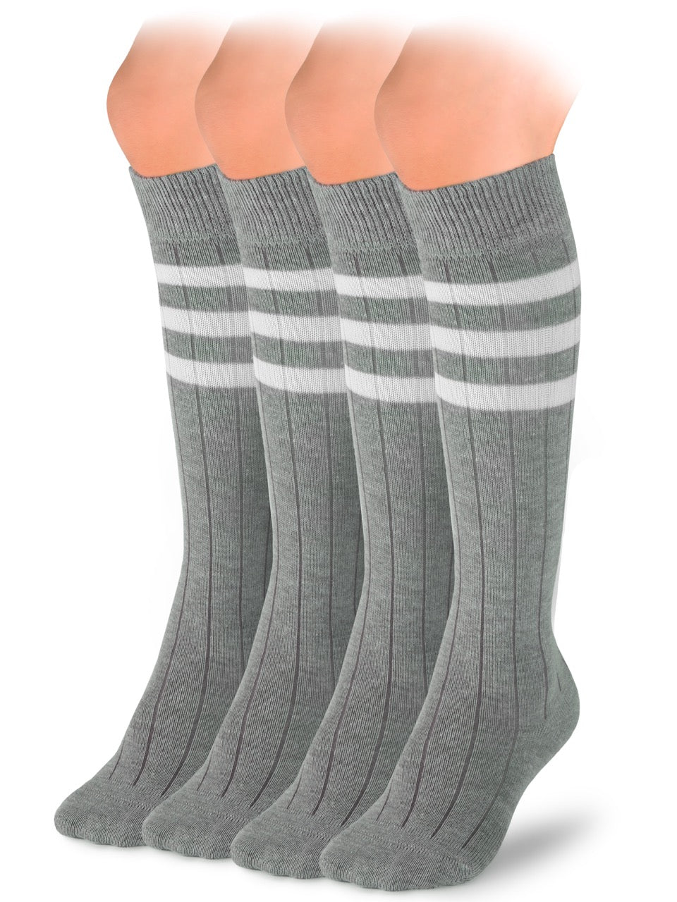 Striped Cotton Kids' Knee-High Dress Socks, 4 Pairs