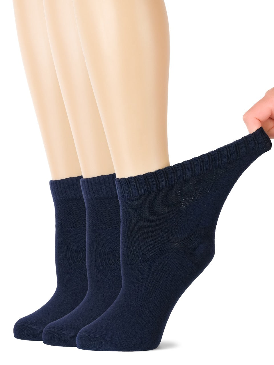 Women's Comfortable Diabetic Bamboo Ankle Socks for Swollen Legs, 3 Pairs