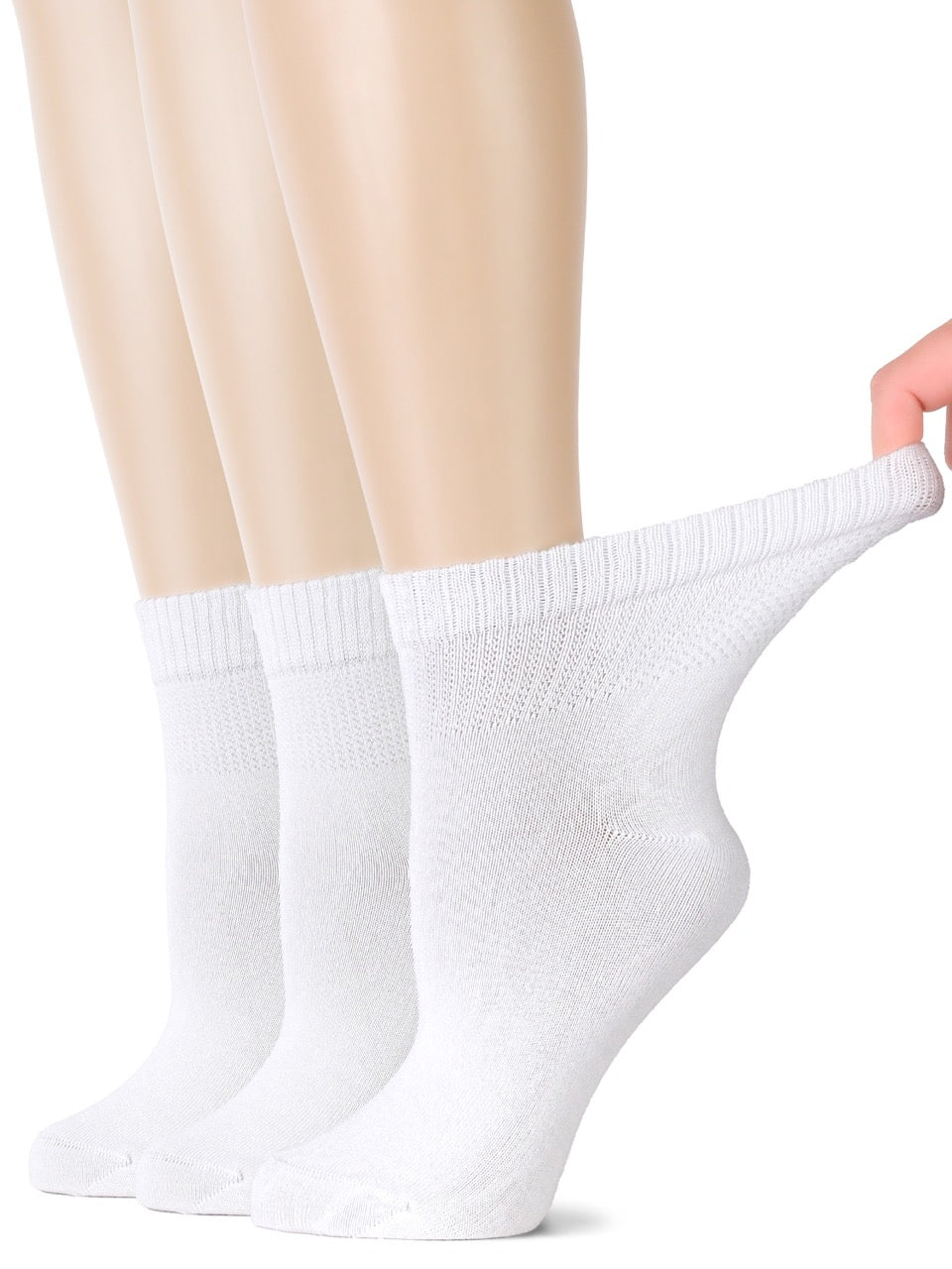 Women's Comfortable Diabetic Bamboo Ankle Socks for Swollen Legs, 3 Pairs