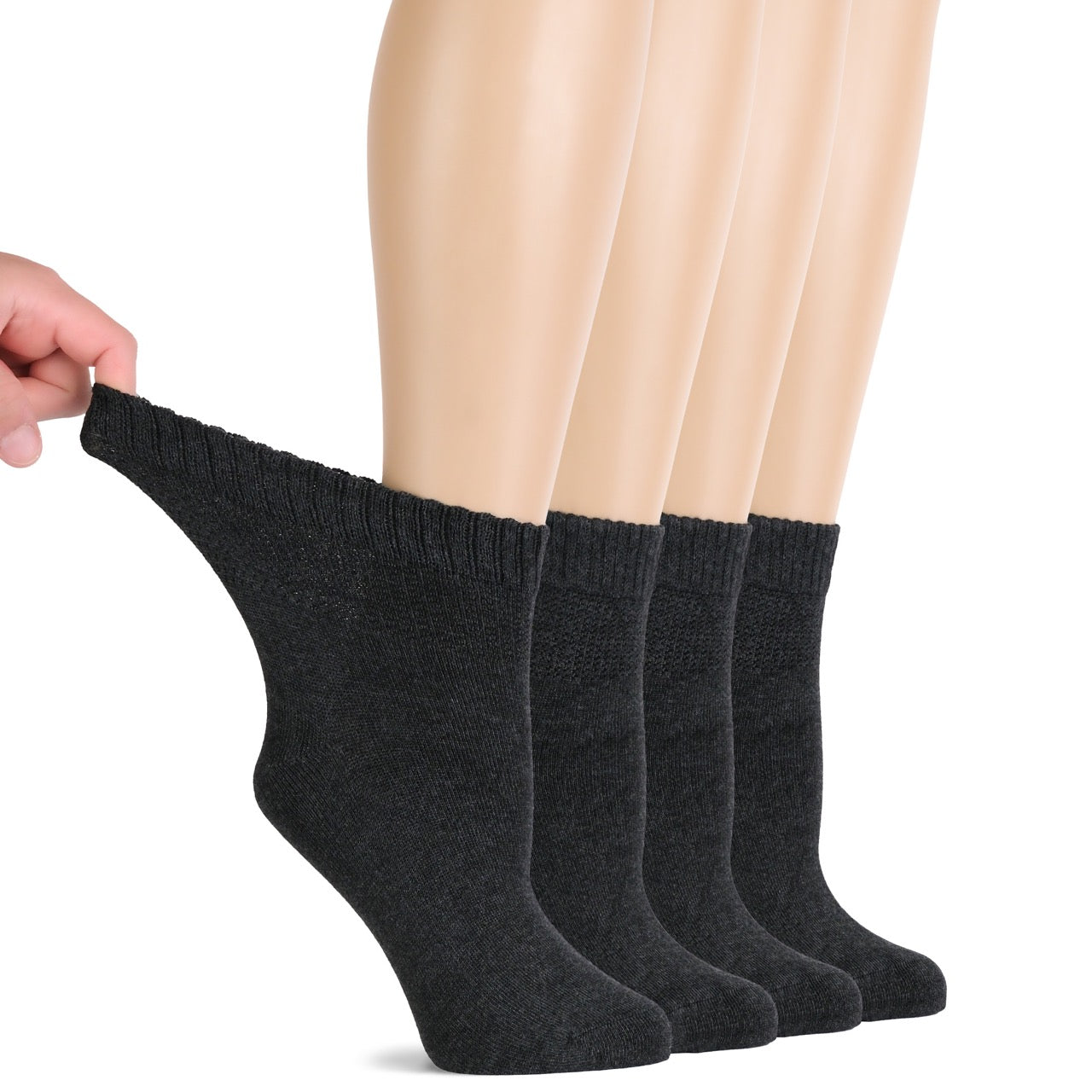 Lightweight Diabetic Bamboo Ankle Socks for Women, 4 Pairs