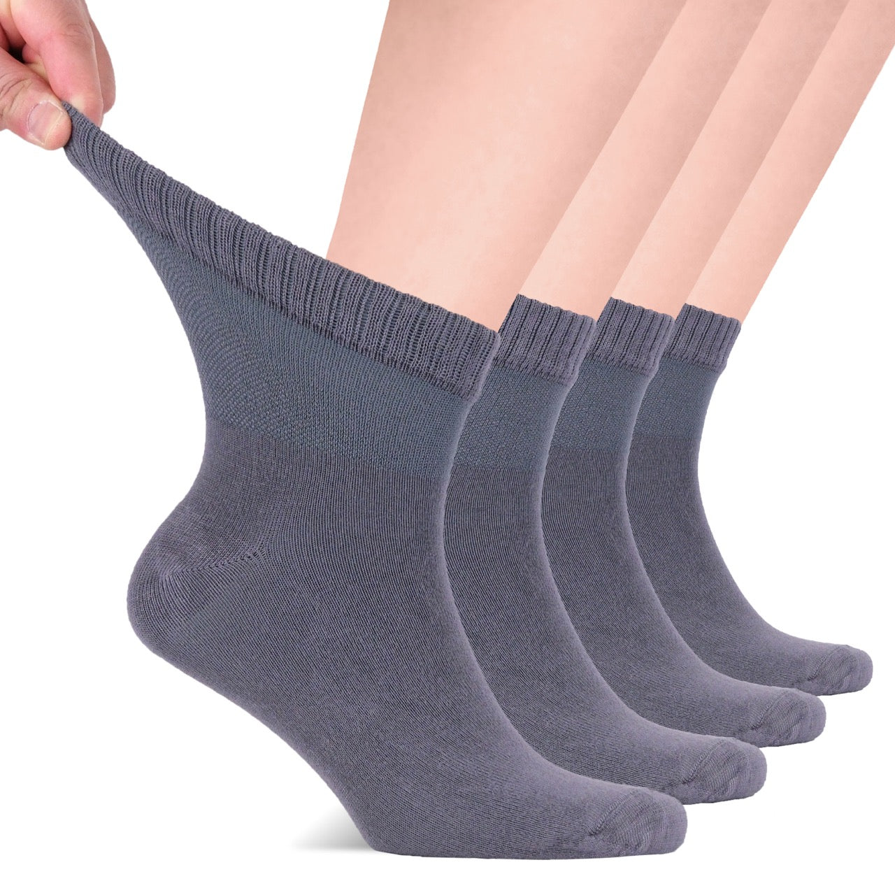 Men's Lightweight Bamboo Diabetic Ankle Socks, 4 Pairs