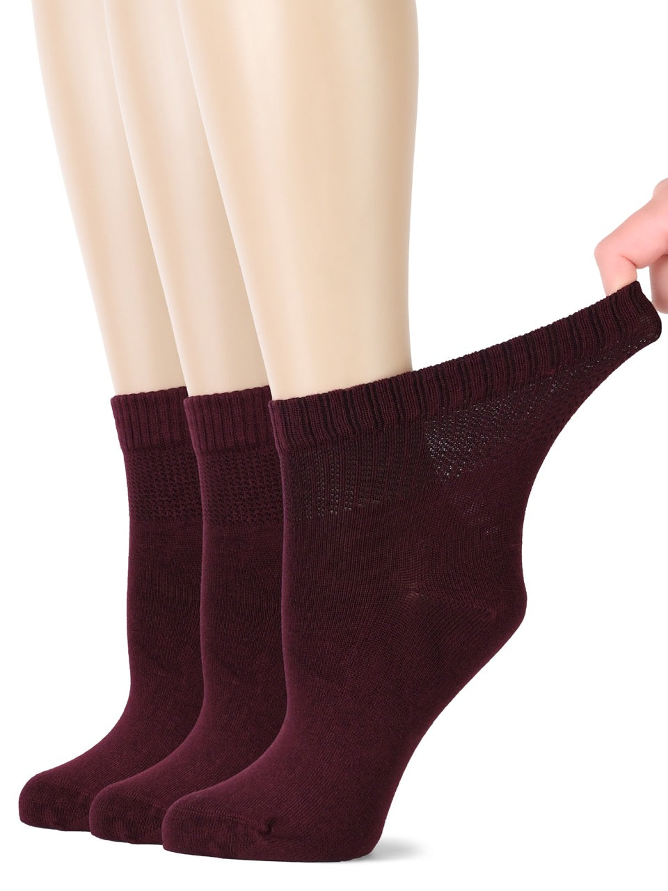 Women's Comfortable Diabetic Bamboo Ankle Socks for Swollen Legs, 3 Pairs
