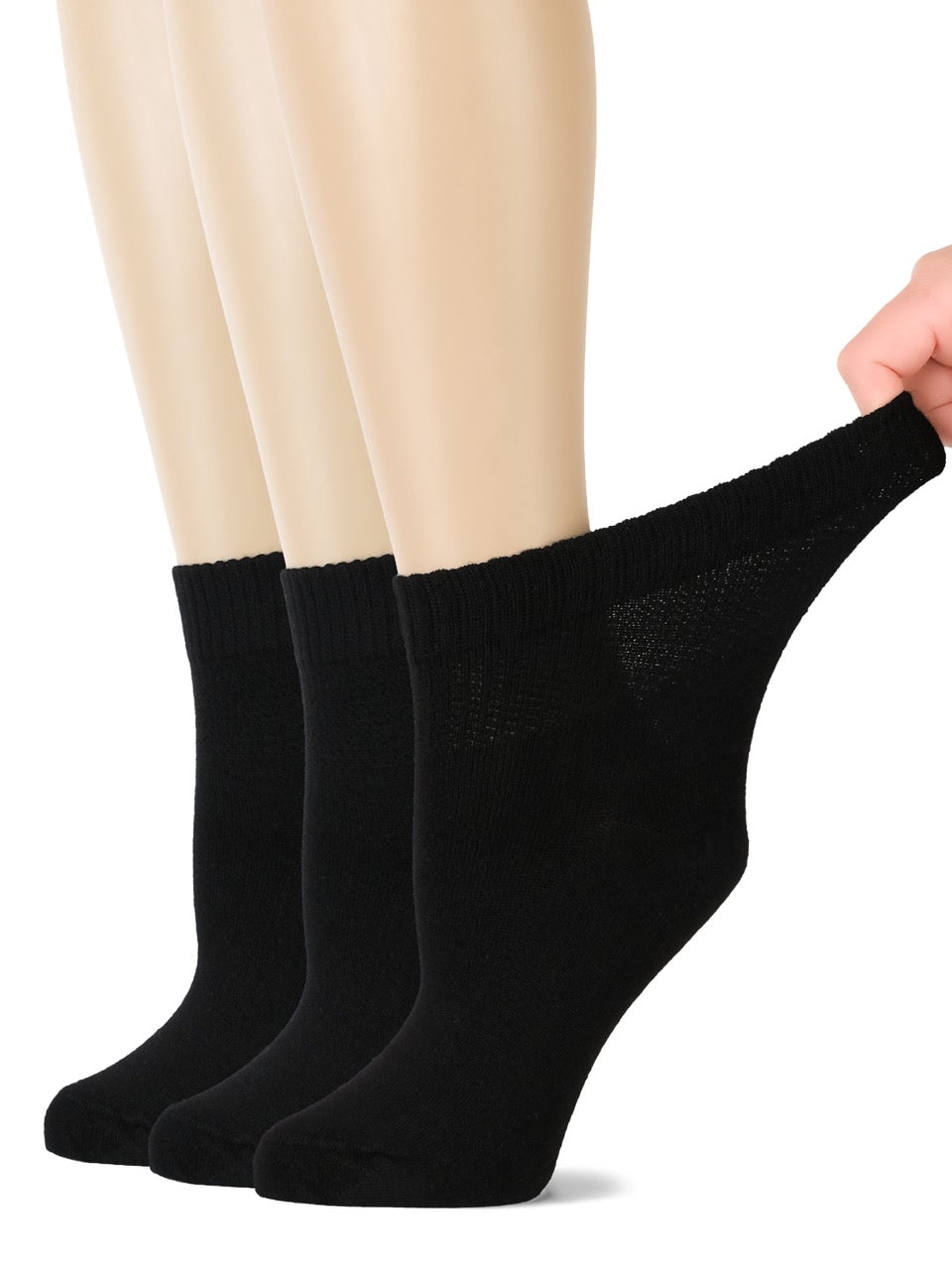 Women's Comfortable Diabetic Bamboo Ankle Socks for Swollen Legs, 3 Pairs