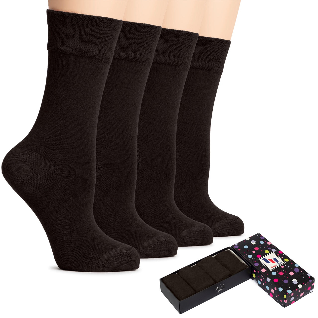 Women's Dress Crew Bamboo Business Socks, 4 Pairs