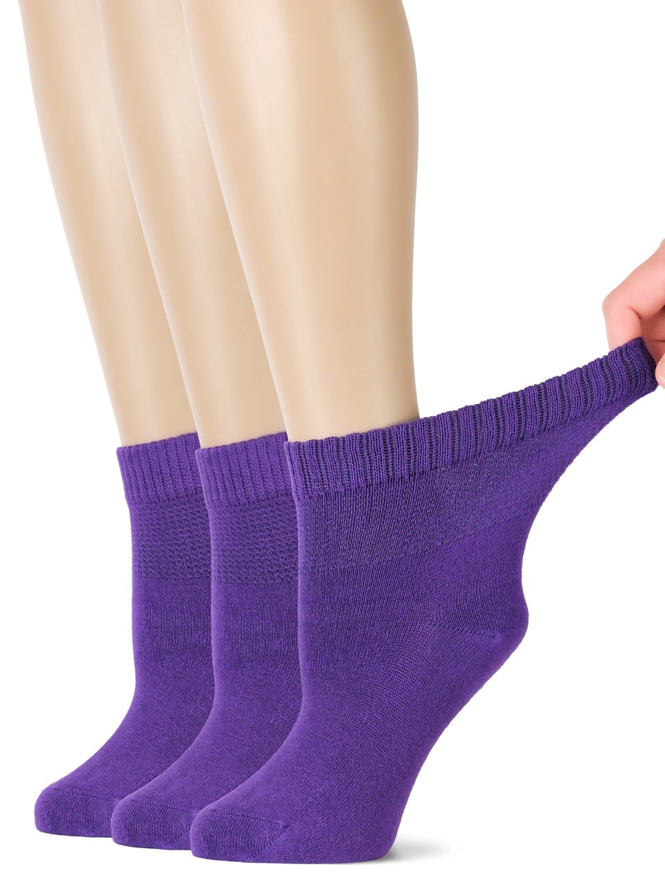 Women's Comfortable Diabetic Bamboo Ankle Socks for Swollen Legs, 3 Pairs