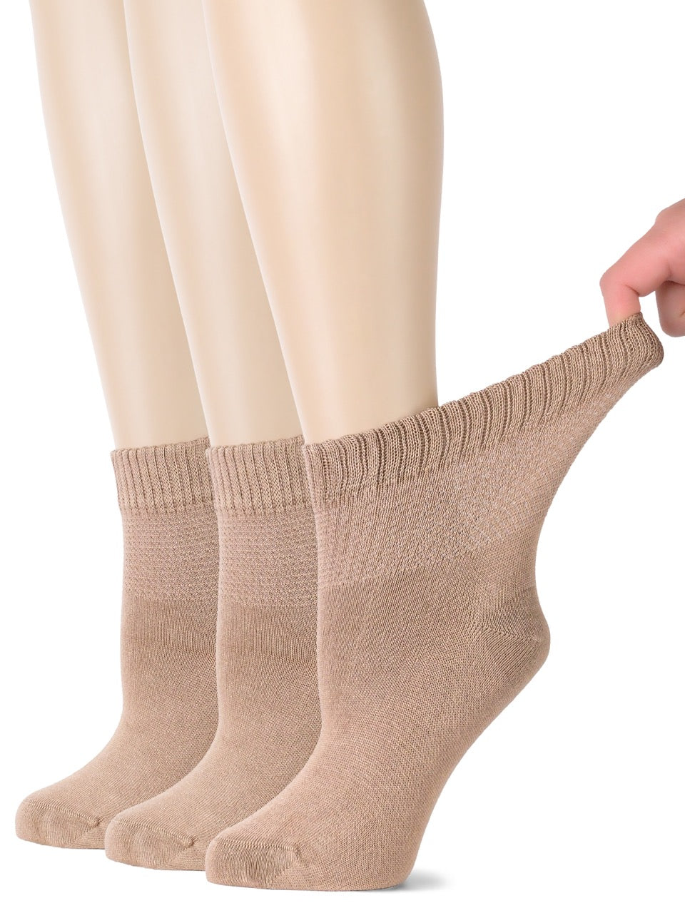 Women's Comfortable Diabetic Bamboo Ankle Socks for Swollen Legs, 3 Pairs