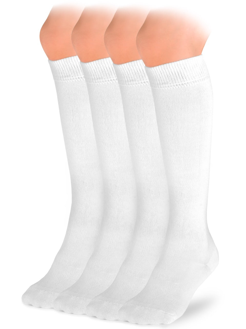 Kids' Plain Cotton Dress Knee-High Socks, 4 Pairs