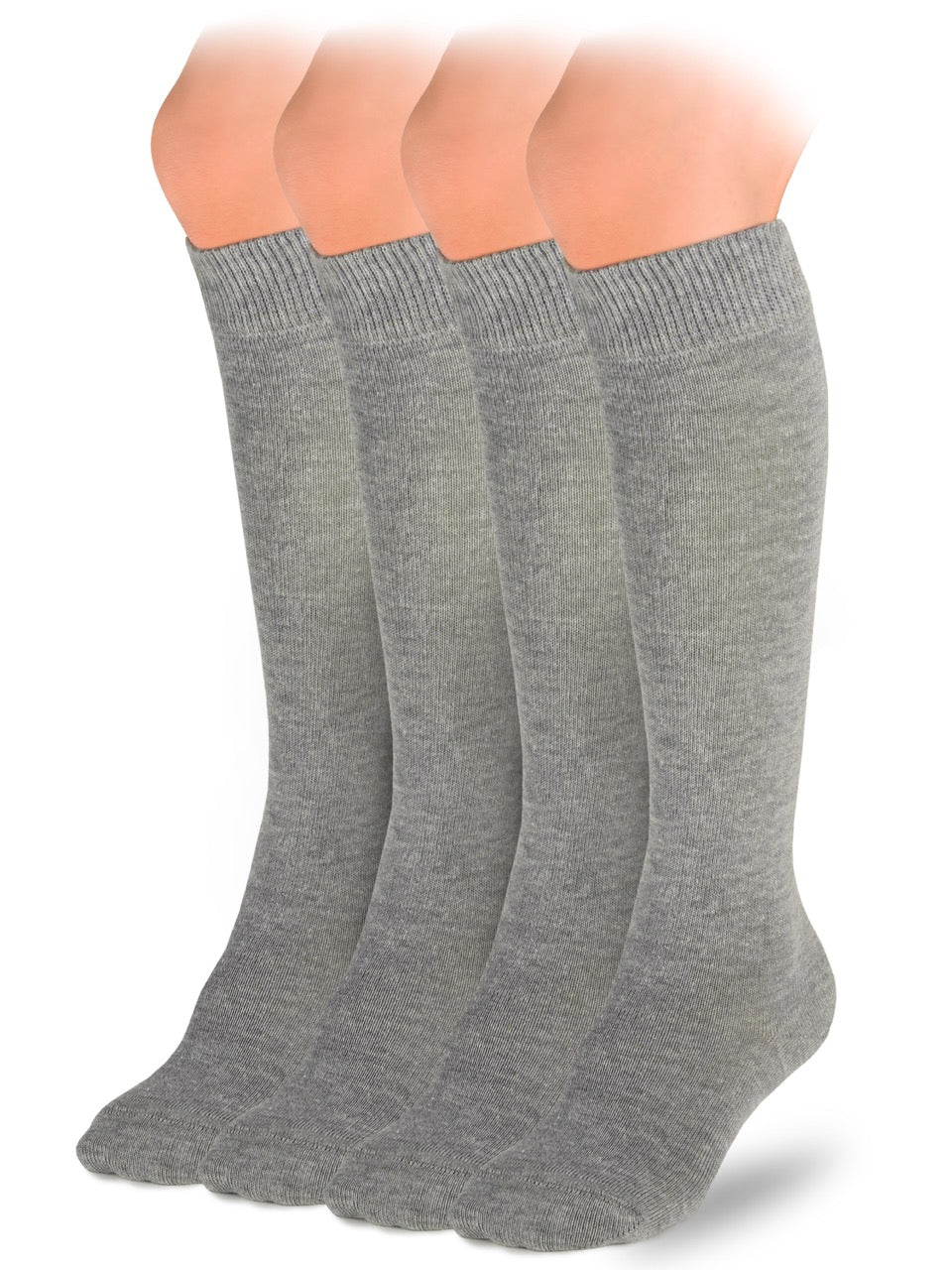 Kids' Plain Cotton Dress Knee-High Socks, 4 Pairs