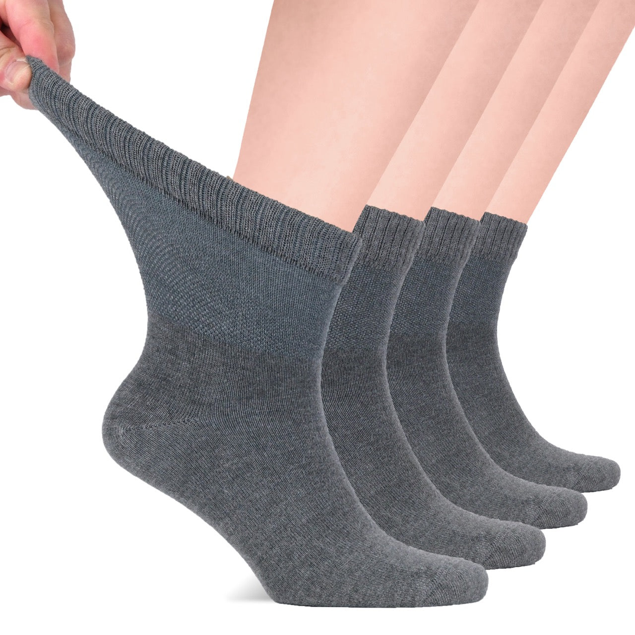 Men's Lightweight Bamboo Diabetic Ankle Socks, 4 Pairs