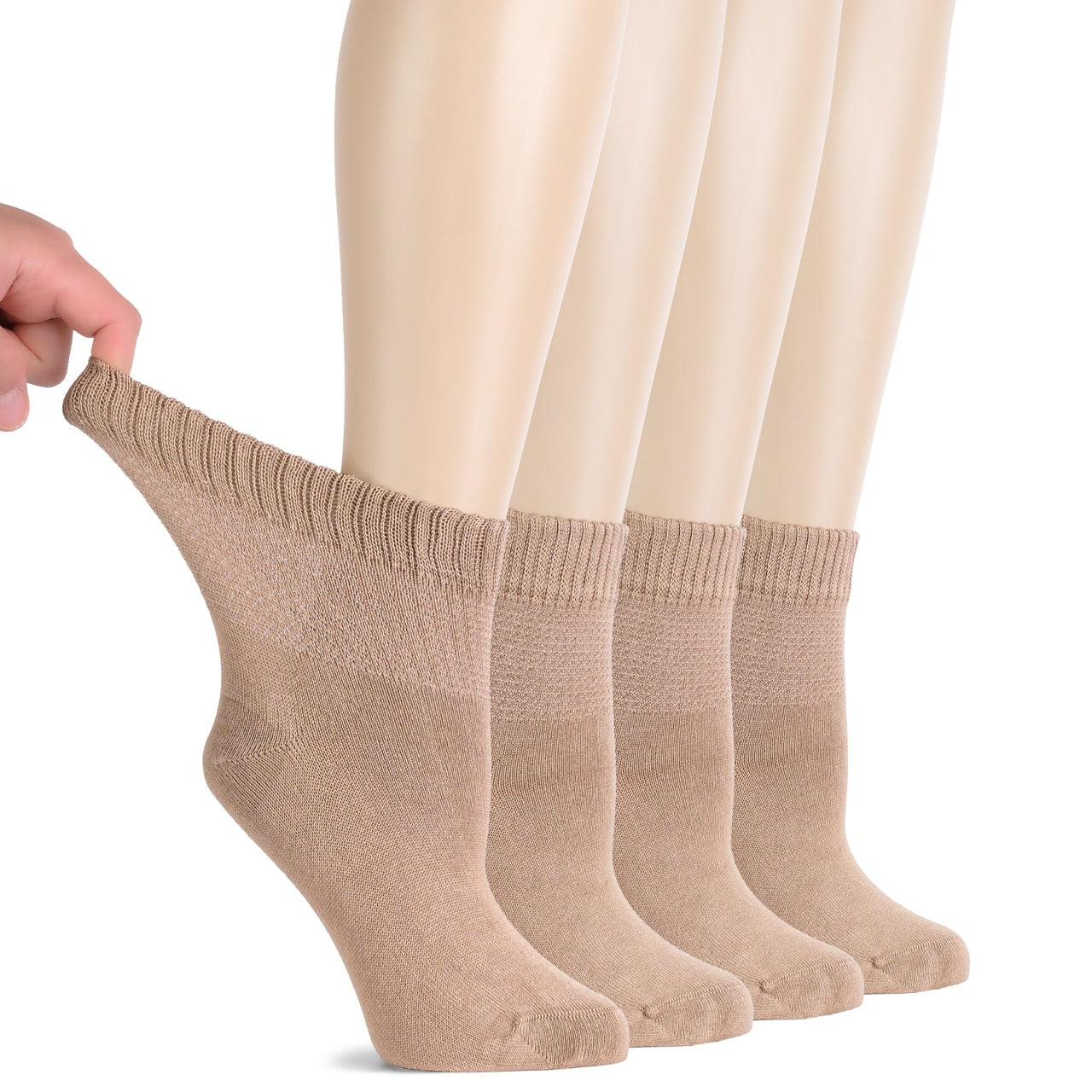 Lightweight Diabetic Bamboo Ankle Socks for Women, 4 Pairs