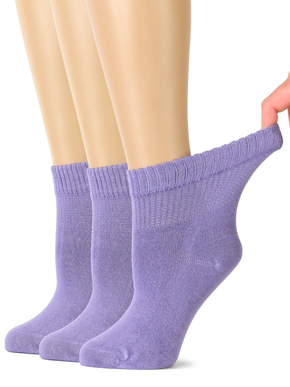 Women's Comfortable Diabetic Bamboo Ankle Socks for Swollen Legs, 3 Pairs