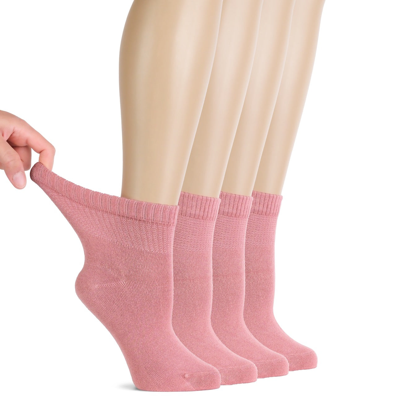 Lightweight Diabetic Bamboo Ankle Socks for Women, 4 Pairs