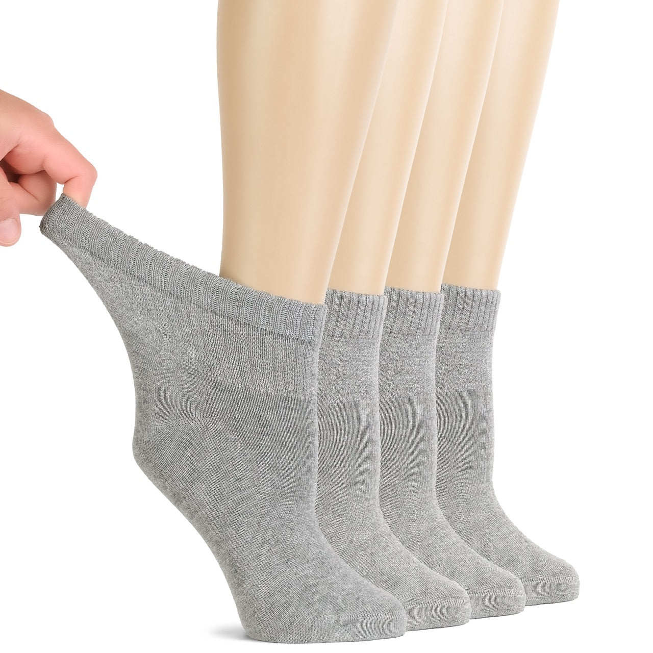 Lightweight Diabetic Bamboo Ankle Socks for Women, 4 Pairs