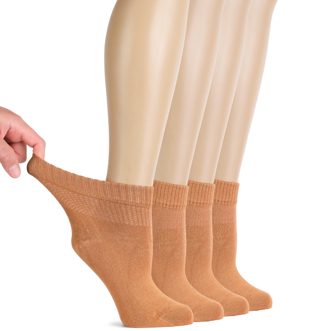 Lightweight Diabetic Bamboo Ankle Socks for Women, 4 Pairs