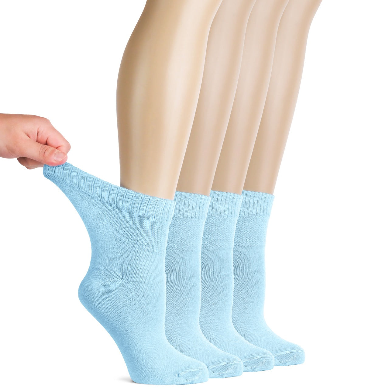 Lightweight Diabetic Bamboo Ankle Socks for Women, 4 Pairs