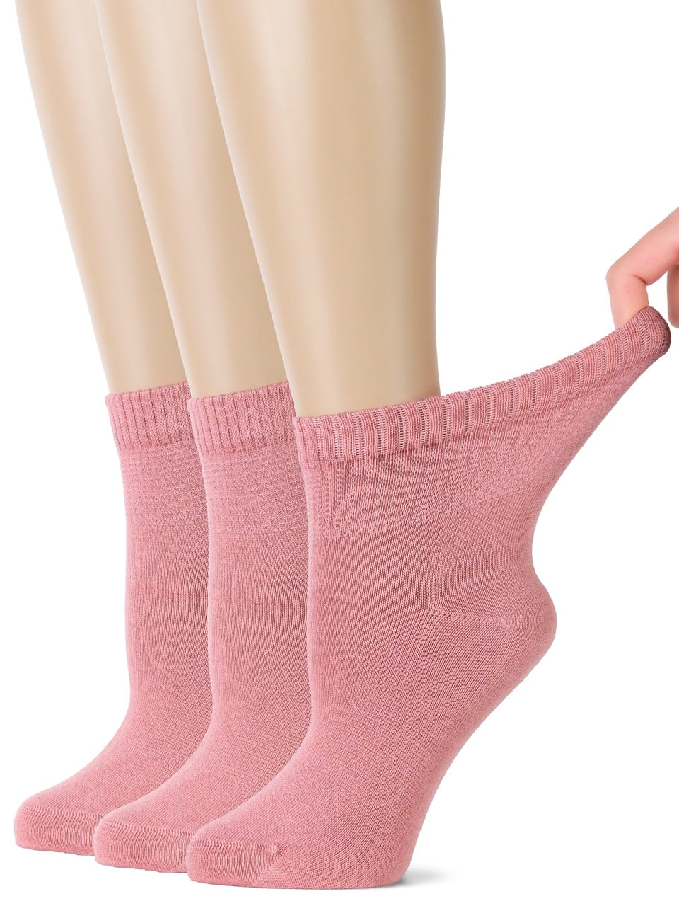 Women's Comfortable Diabetic Bamboo Ankle Socks for Swollen Legs, 3 Pairs
