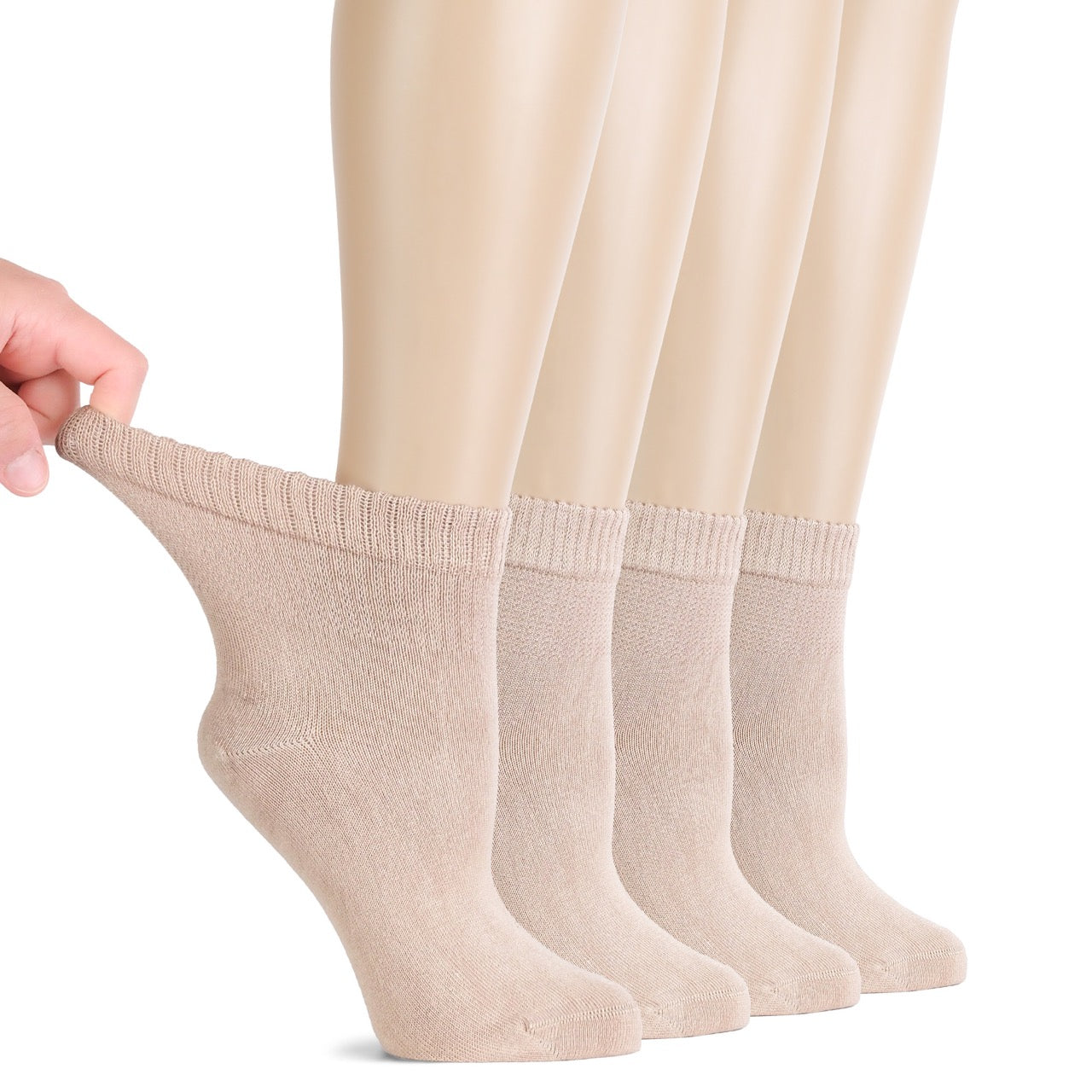 Lightweight Diabetic Bamboo Ankle Socks for Women, 4 Pairs