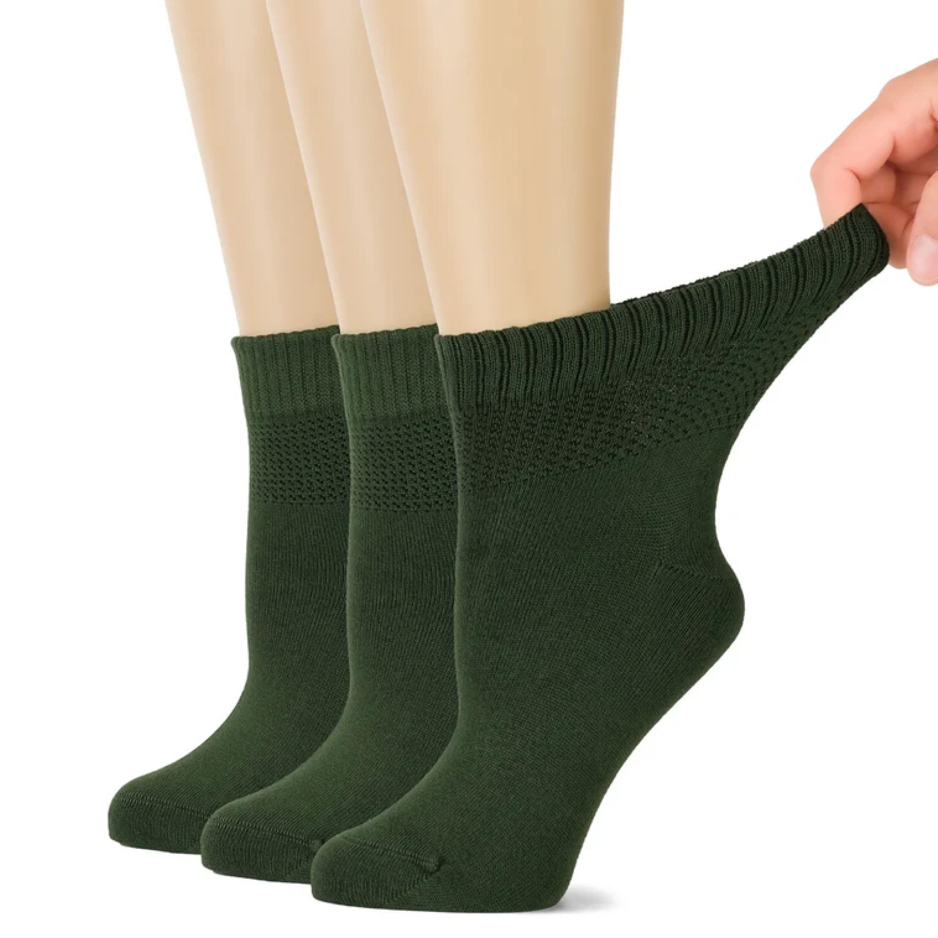 Women's Comfortable Diabetic Bamboo Ankle Socks for Swollen Legs, 3 Pairs