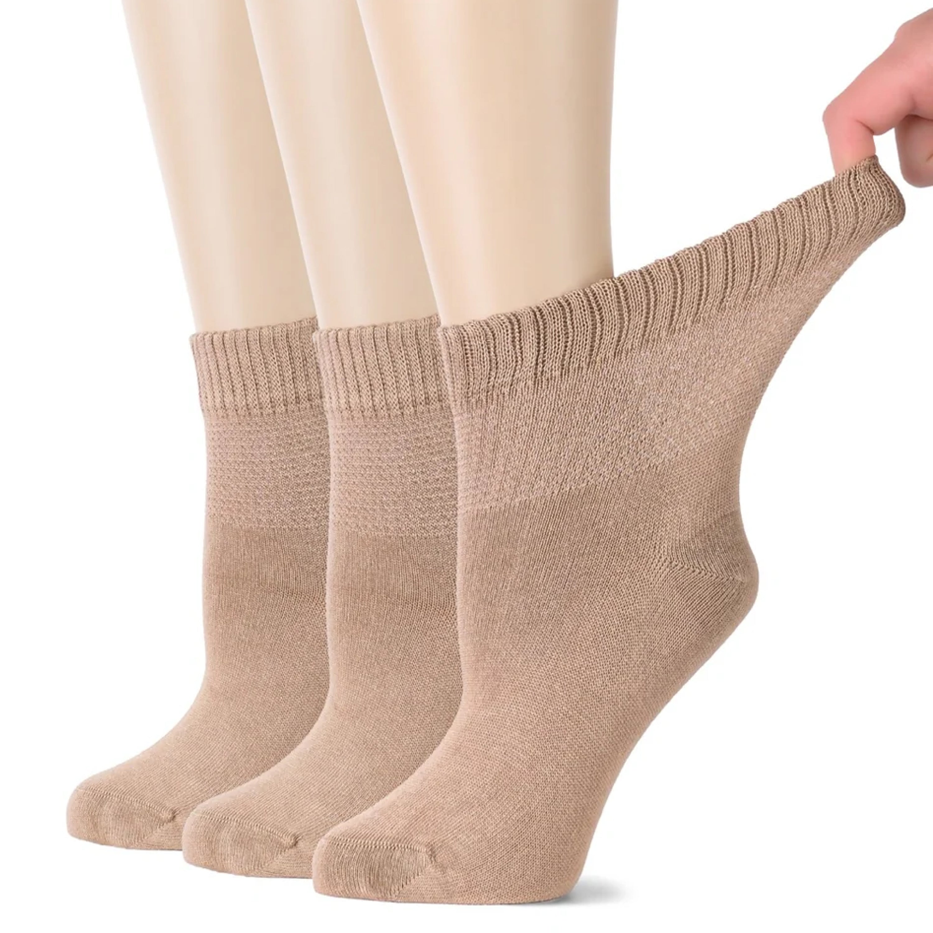 Women's Comfortable Diabetic Bamboo Ankle Socks for Swollen Legs, 3 Pairs