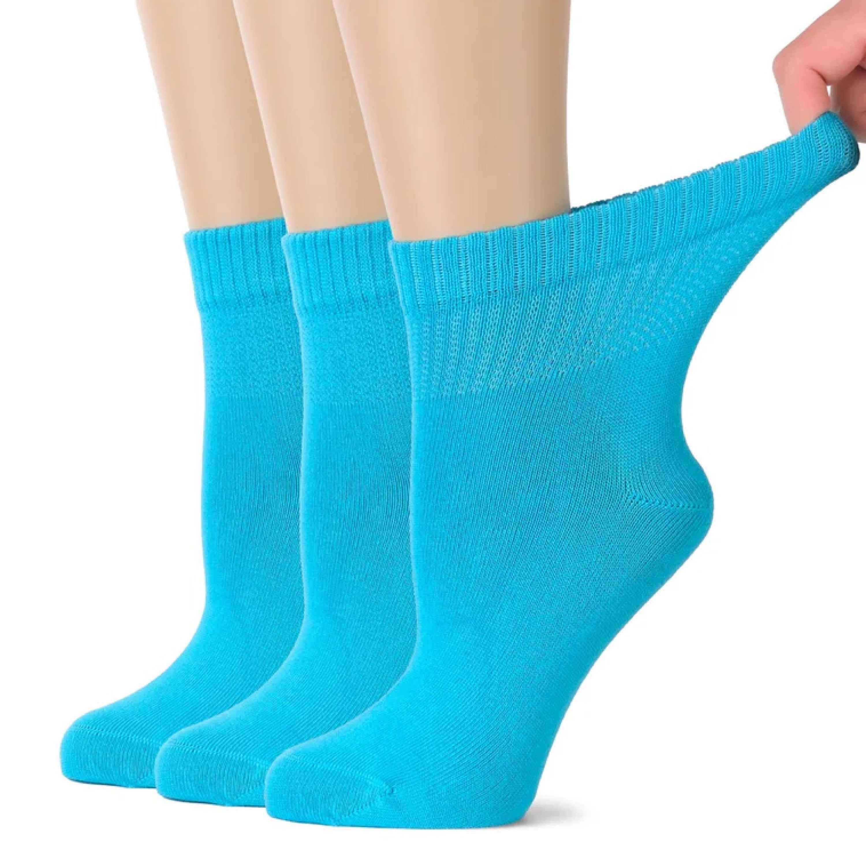 Women's Comfortable Diabetic Bamboo Ankle Socks for Swollen Legs, 3 Pairs