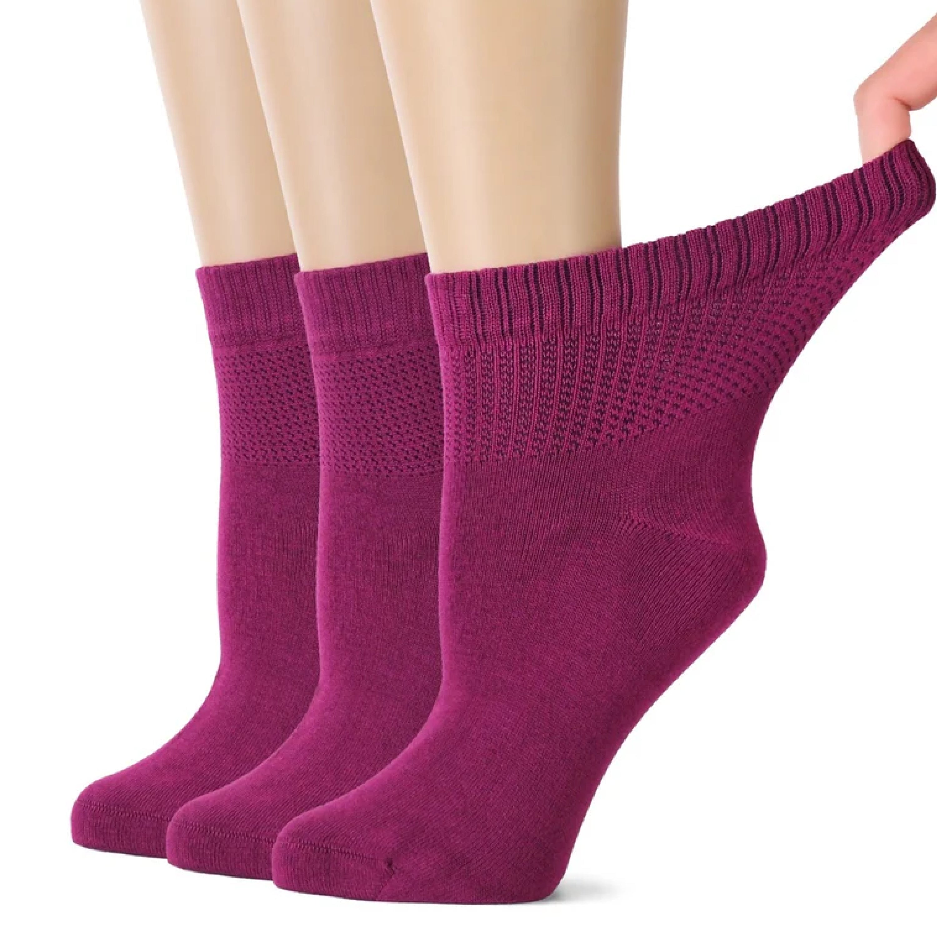 Women's Comfortable Diabetic Bamboo Ankle Socks for Swollen Legs, 3 Pairs