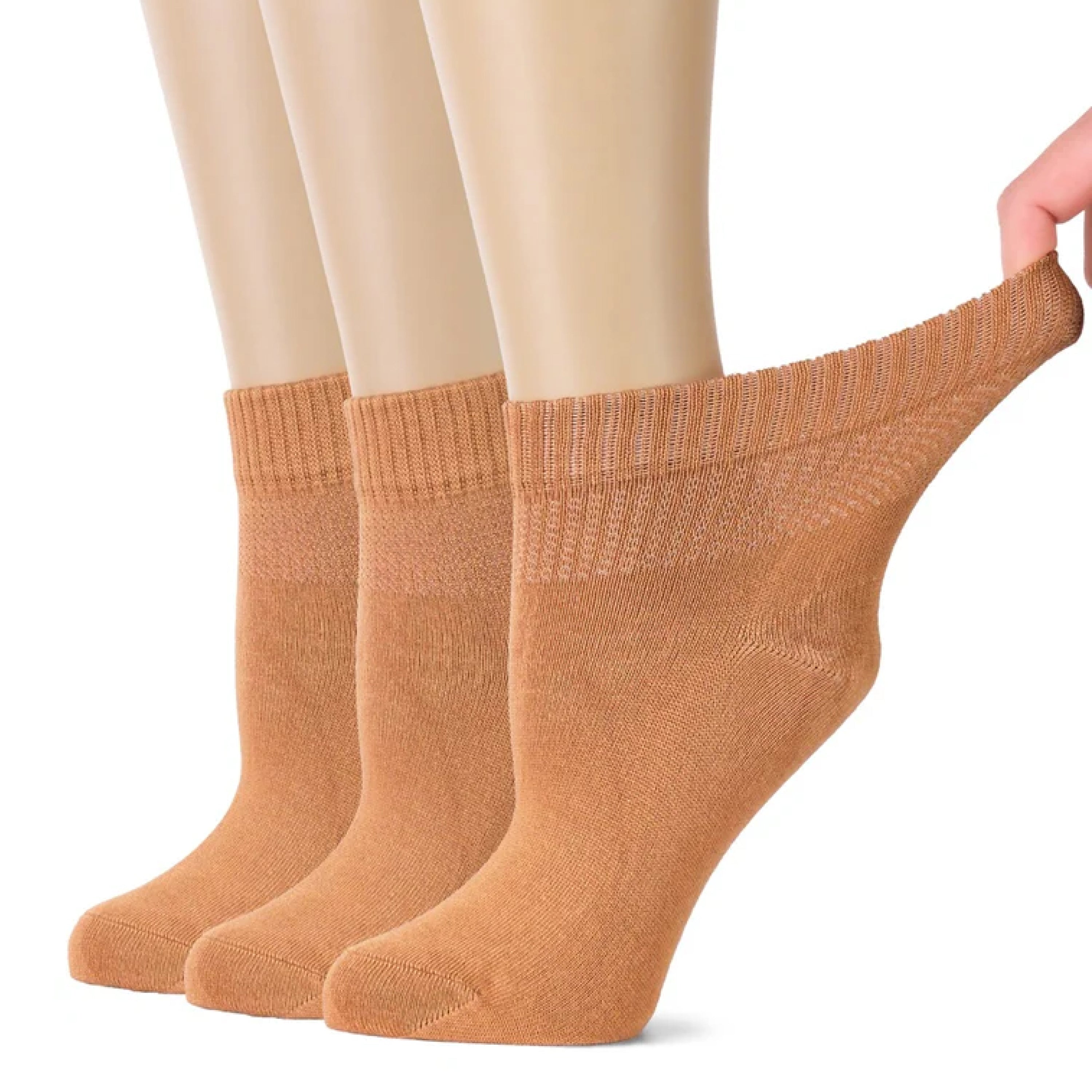 Women's Comfortable Diabetic Bamboo Ankle Socks for Swollen Legs, 3 Pairs